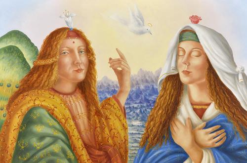 L'annonciation Huile sur bois - 86 x 57 - 2017