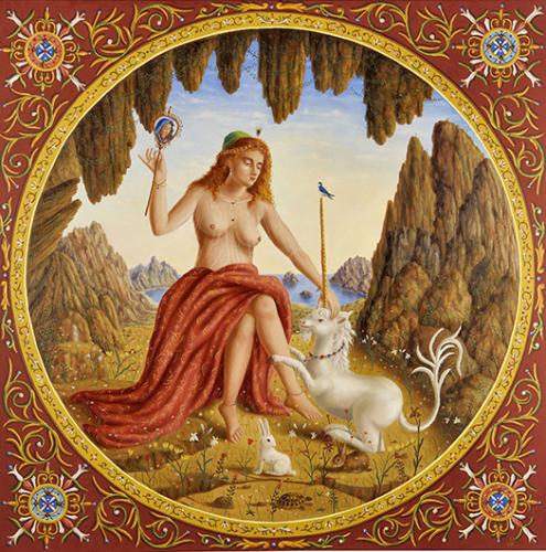 La dame à la licorne Huile sur toile - 120 x 120 - 2017
