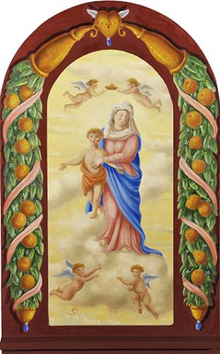 Vierge à l'Enfant Huile sur bois - 80 x 49 - 2017